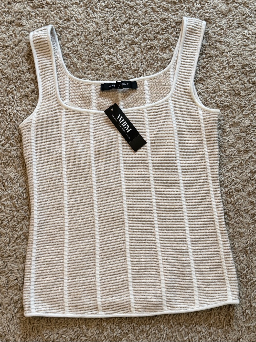NWT WHBM Square Neck Ribbed Tank Top - Cream